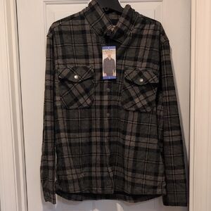 Men's Black and Gray Plaid Casual Button Down Shirt